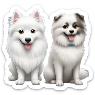 two animals side by side one japanese spitz and one grey and white ragdoll sticker