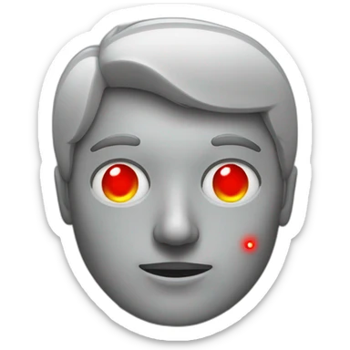 grey person with red laser coming out of each eye sticker