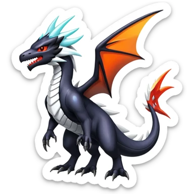 Shiny Dark Nargacuga-Reshiram-Salandit-Noivern-Hybrid (Full body) sticker