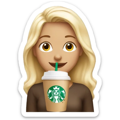 blonde girl happy drinking starbucks drink  sticker