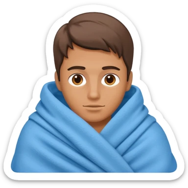 
a guy is using a blanket sticker