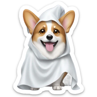 A corgi wearing a ghost costume sticker