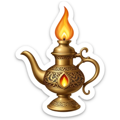 traditional middle eastern oil lamp with flame sticker
