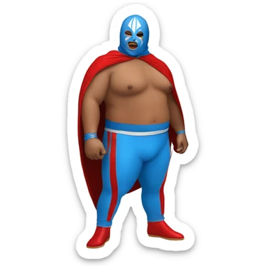 Fat Lucia libre wrestler cape red powder blue pants mask red and powder blue red cape sticker