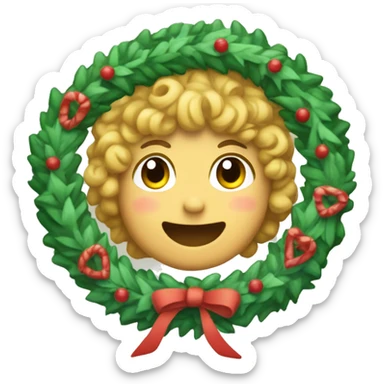 Curly braces with a wreath around them. The right side of the wreath has trans colors and there is a slightly visible ツ  character sticker