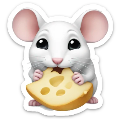 Cute white mouse munching sticker