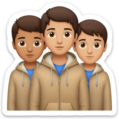 Three young  brunette brothers  sticker