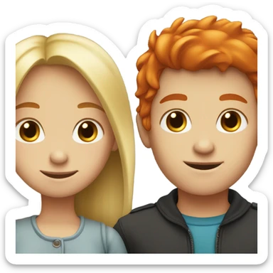 blonde girl and red head boy together  sticker