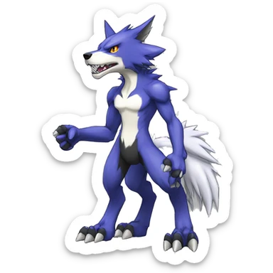  Cool Edgy Digimon-Fakemon-Garurumon-Loogamon-Dorulumon-Wolf full body sticker
