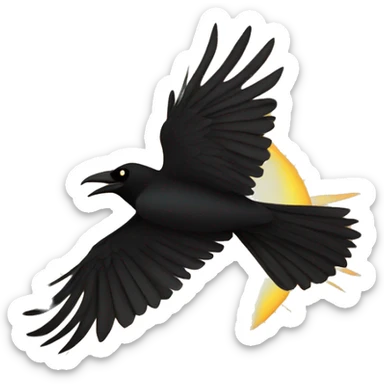 Crow flying in front of the sun sticker