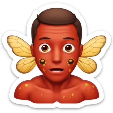 A man bitten by bees  sticker