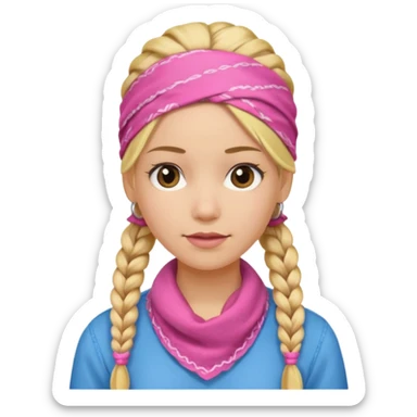 blonde woman with braids and a pink bandana sticker