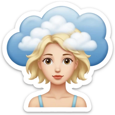 Woman with clouds for a head from shoulders up sticker