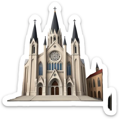 Cinematic Realistic St. Mary's Basilica Landmark Emoji, showcasing the iconic gothic church rendered with lifelike textures and soft, reverent lighting. sticker