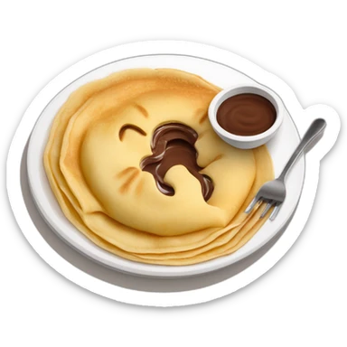 Crêpe ronde empilés dans une assiette avec un coulis de Nutella sur le dessus sticker