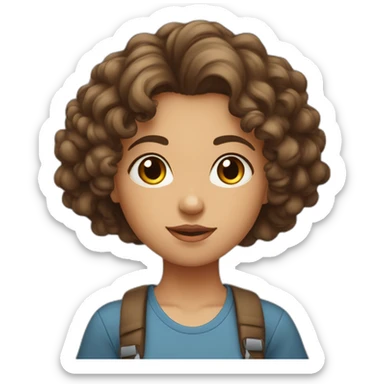 face of midle easten curly tenage girl with brown hair in T-shirt sticker