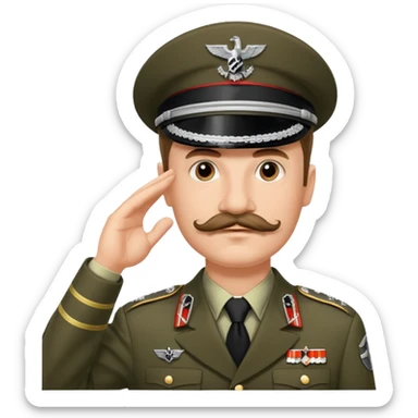 The man with the German mustache is saluting his superior officer, the Nazi commander. sticker