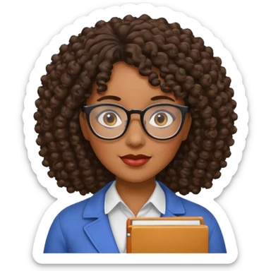 Black female teacher with curly hair sticker