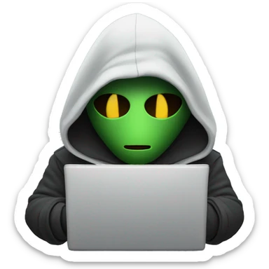 mysterious masked hooded man with a laptop in his hand sticker