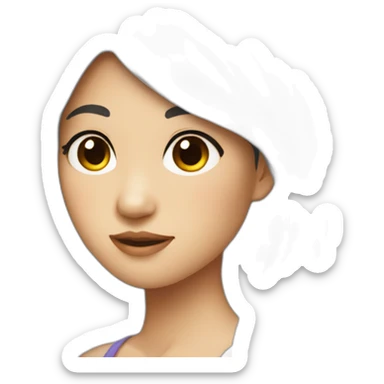 Asian girl dark hair and parrot  sticker