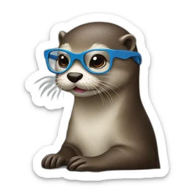 female vet otter with glasses use a macbook sticker