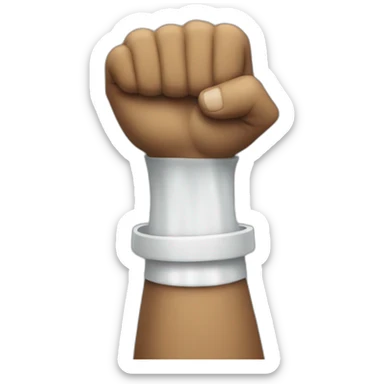 raising a clenched fist upward with smile sticker