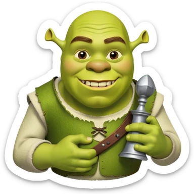 Shrek with a Stanley sticker