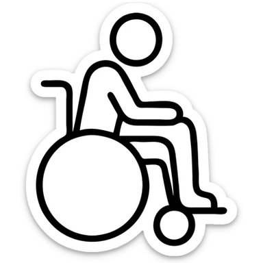 elderly person in a wheelchair, simple and clear design, minimal details, clear lines sticker
