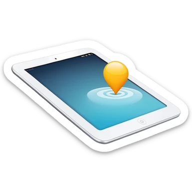 digital tablet illustration hovering above a smooth vector curve sticker