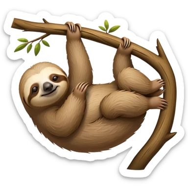 Realistic Sloth sleeping on a branch sticker