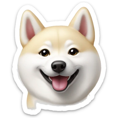 white Shiba inu smiling face with many hearts sticker