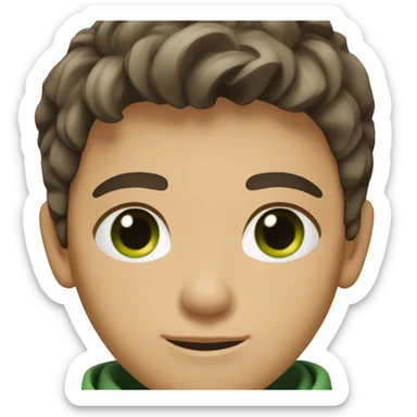 A teenage Polish boy with medium shoulder length dark brown hair, tan skin, green eyes sticker