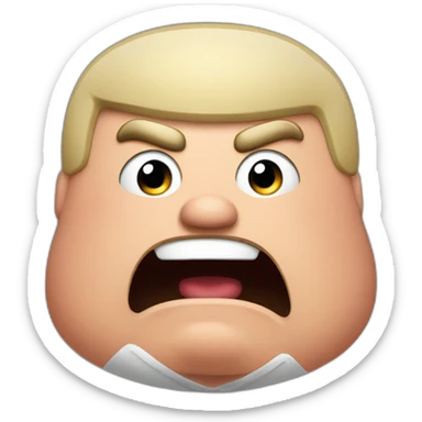 angry fat guy with a red shirt and a mohaican yelling sticker