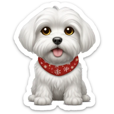 Maltese dog with Christmas shirt  sticker
