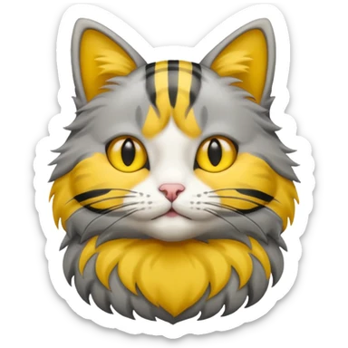 Cat grey and yellow sticker