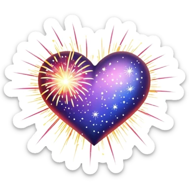 a heart with firework sparkles sticker