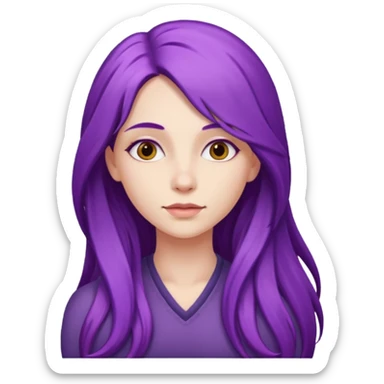 faz menos gótica mas com cabelo roxo comprido sticker