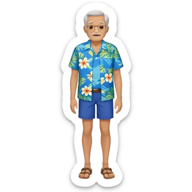 old man in blue  hawaiian shirt blue short full body sticker