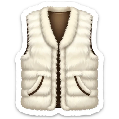 A plain, fluffy fur vest in a near-white cream color sticker