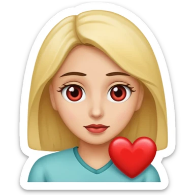 mujer con ojos saltones de corazon mirando hacia la derecha sticker