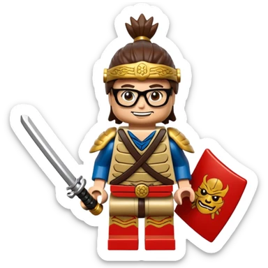 lego Samurai with glasses, Warrior in samurai armor, with katana sticker