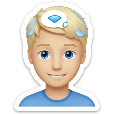 Hazme un chico rubio con ojos azules pero como adolecente sticker