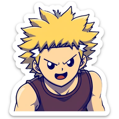 Bakugo Katsuki from My Hero Academia with explosive quirk sticker