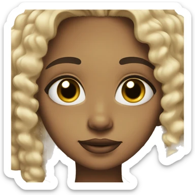 Light skin girl with brown eyes and black curly hair sticker