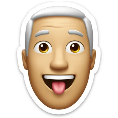 a smiling man with his tongue out looking happy and thirsty sticker