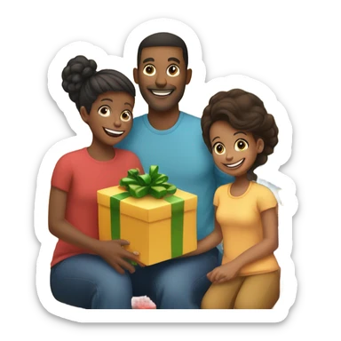 Family around christmas tree sticker