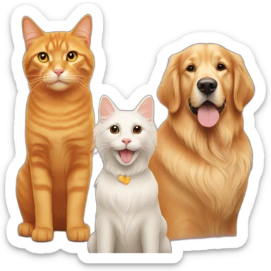 orange cat and two golden retrievers sticker