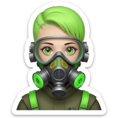 cyberpunk gasmask girl programmer buzzcut sticker