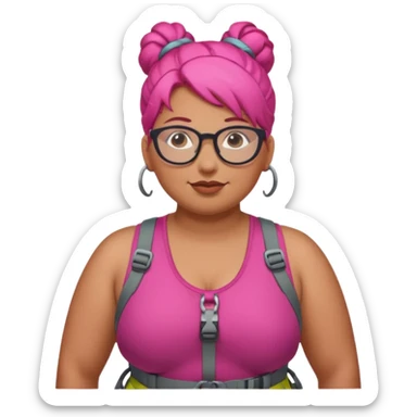 climber fat woman with dark pink bun hair and glassess sticker