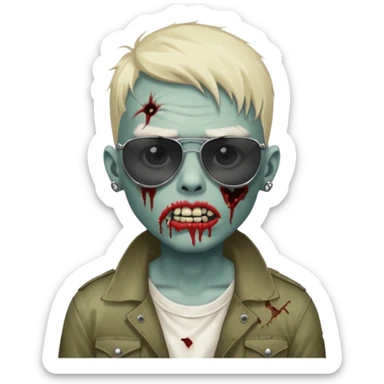 zombie boy model with lip piercing sunglasses sticker